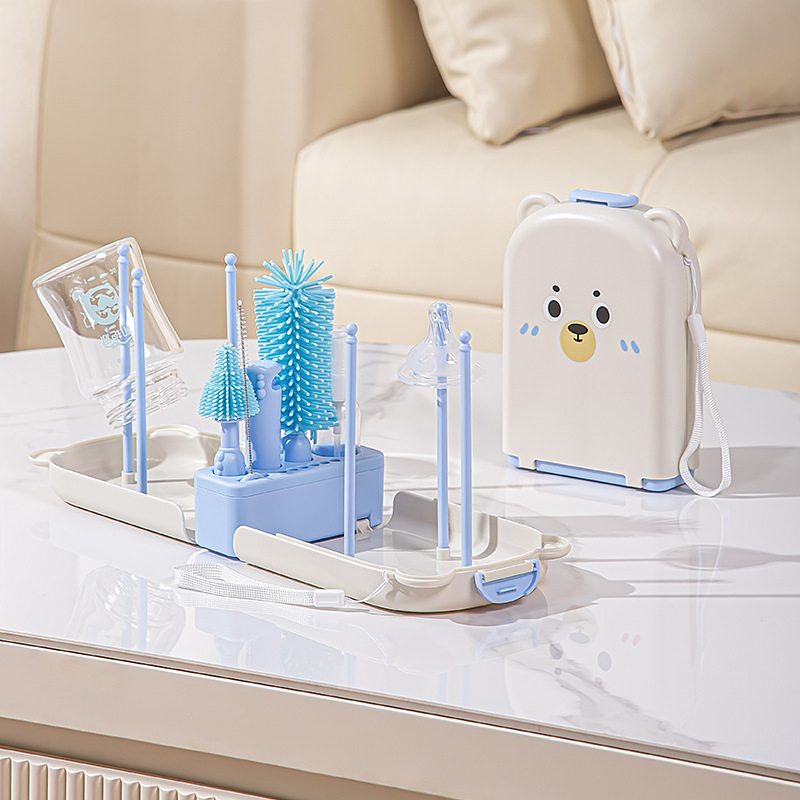 Cepillo de limpieza especial portátil para bebés recién nacidos, caja de almacenamiento de paquetes de viajes, conjunto de cepillos de limpieza de silicona