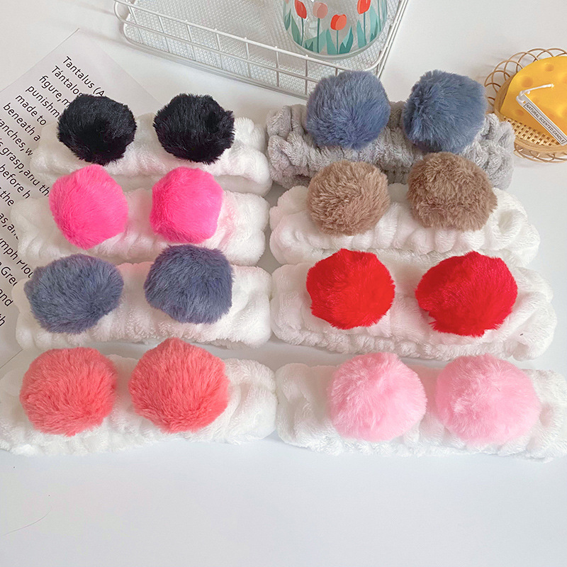 Japonés y coreano Super Linda Bola de Pelo banda de pelo de ala ancha lavado de cara femenina SPA antideslizante banda de pelo Internet celebridad pañuelo accesorios para el cabello fábrica al por mayor