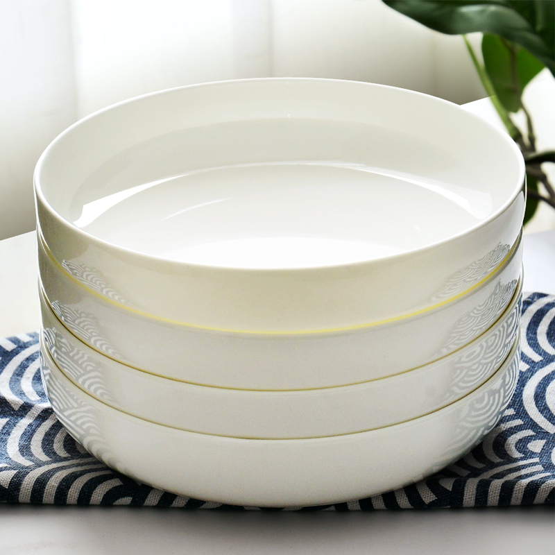 Pure White Bone China Salad 8inch Deep Dish for Stir-Frying, Soup, Steamed Eggs, Home Use, Manufacturer Wholesale