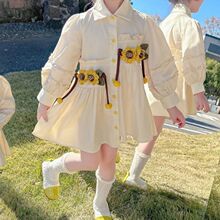 春秋新款太阳花长袖外套衬衫洋气时髦不规则衬衫小女孩气质衬衫裙