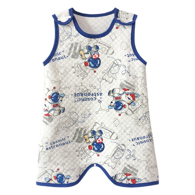 Children's Pure Cotton Layered Sleeveless Nordic Style One-Piece Sleep Dress Infant Anti-Kick Sleeping Bag Baby Thickened One-Piece Pajamas