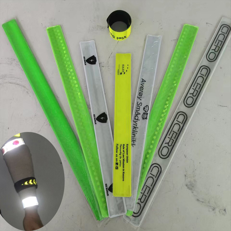 夜间出行安全反光啪啪圈 多功能PVC反光手腕带骑行警示用手环腕带