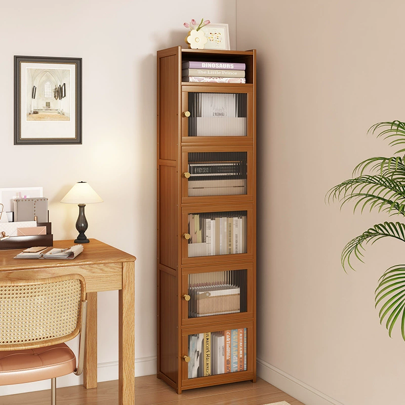 Простой пылезащитный книжный шкаф, бытовая многослойная книжная полка с дверью, узкий напольный шкаф для хранения сэндвичей для гостиной, книжная полка