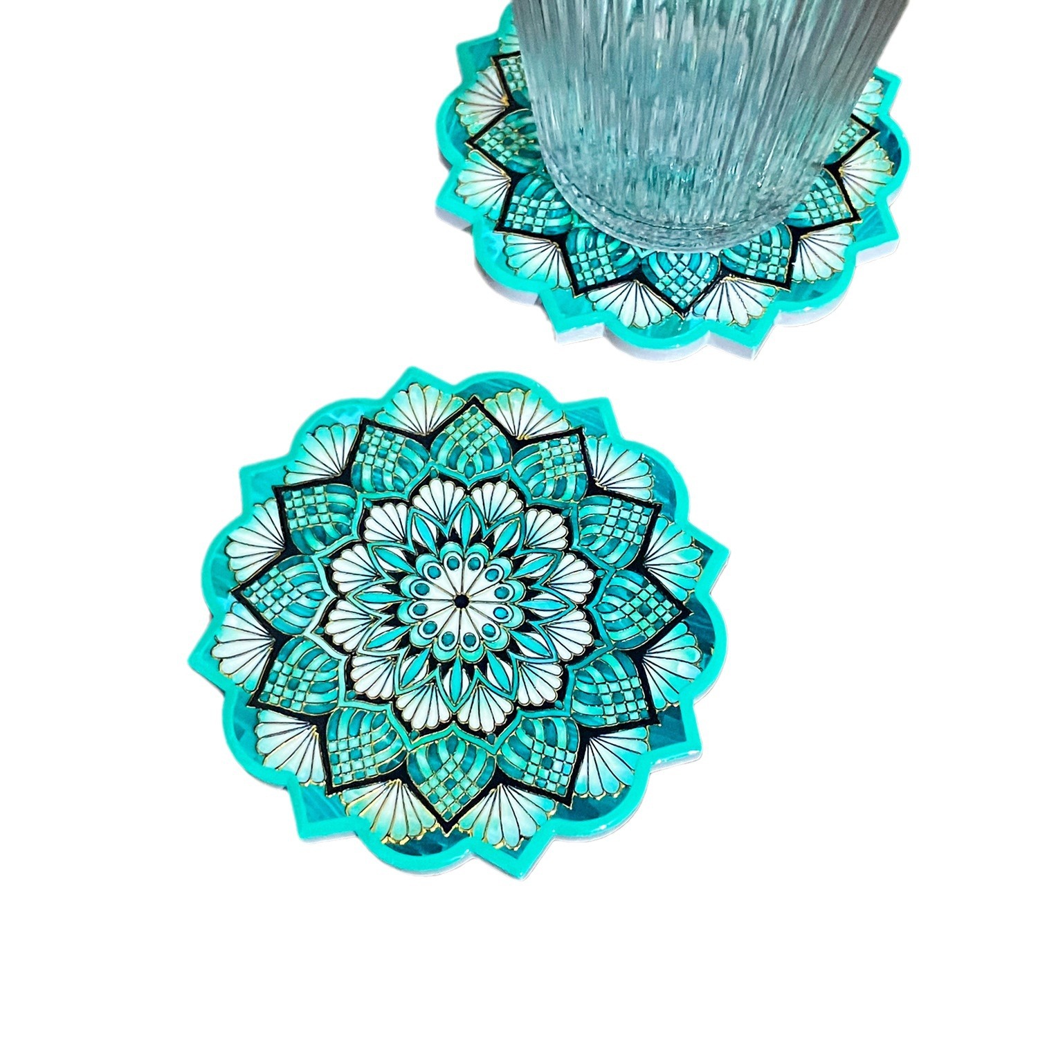 Nuevo posavasos en forma de flor, artesanía de bronceado, textura en relieve, posavasos para el hogar creativo de estilo étnico bohemio