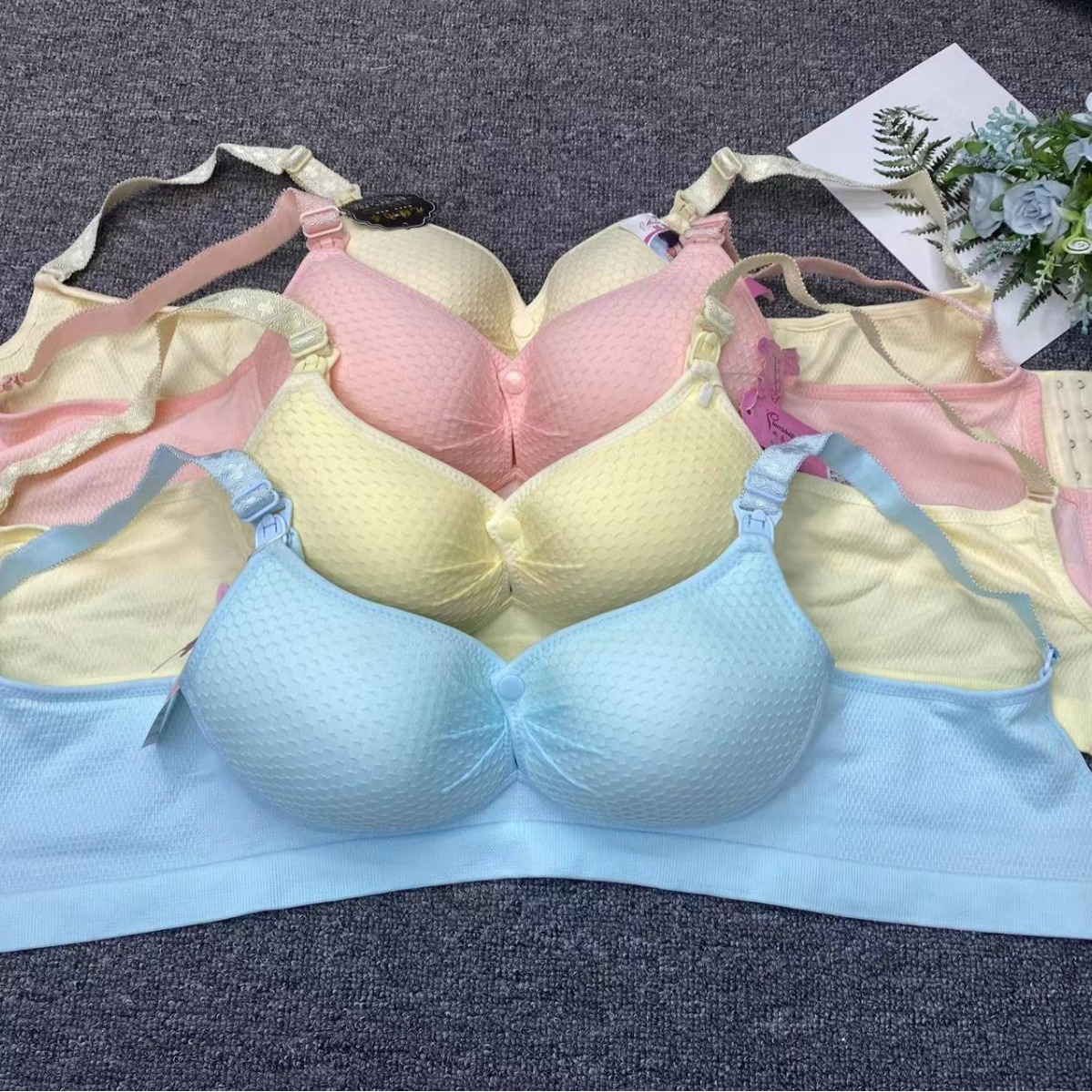 Mujeres embarazadas hebilla frontal inalámbrica más tamaño sujetador de enfermería ajustable push-up sujetador sin costuras ropa interior