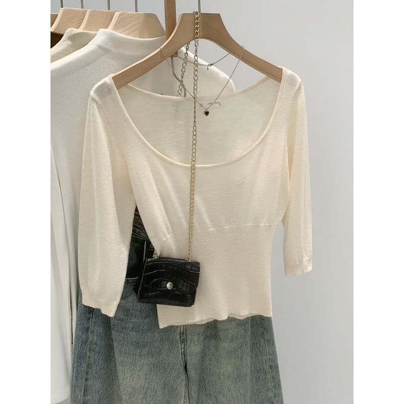 Short-Sleeve Wool Knit T-Shirt for Petite Women, Slim-Fit, Summer 2026 New Style, Super Popular, Age-Reducing Top