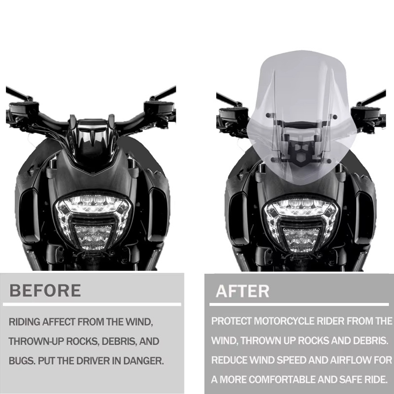 Suitable for Ducati Diavel 1260/S 19-23 Adjustable Front Windshield