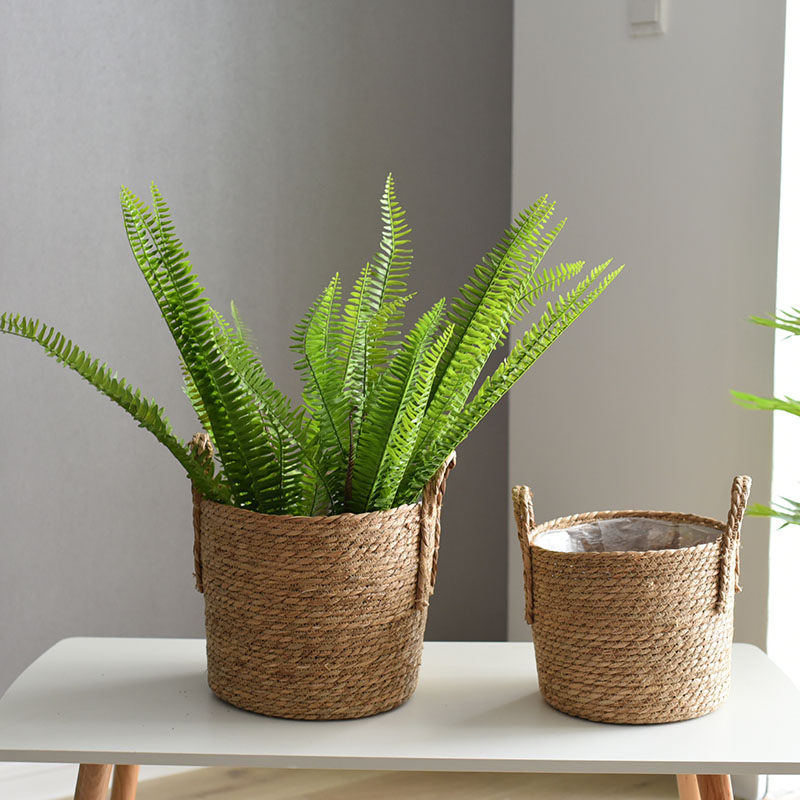 筐子草编藤编编织篮子花篮竹编花盆套绿植草编筐植物装饰套藤金小