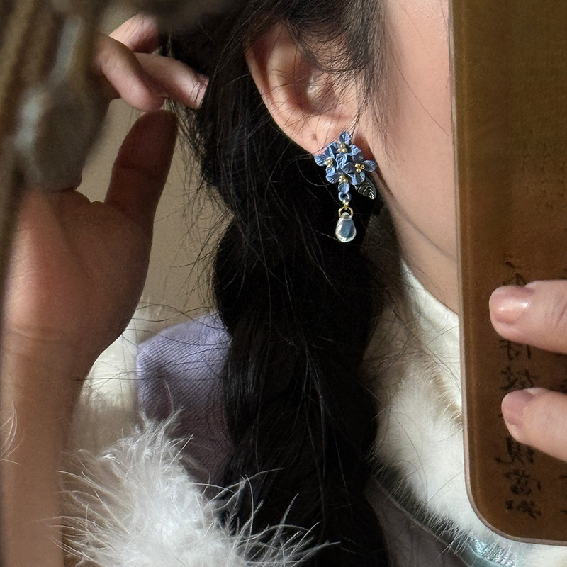 Aguja de plata, flores, hojas, borlas, pendientes, moda, retro, nuevos pendientes chinos, pendientes de temperamento, sentido de clase alta de nicho al por mayor