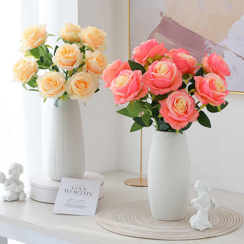 Simulated roses Valentine's Day plastic bouquet home furnishings fake flowers living room table flower arrangement dried flower decoration