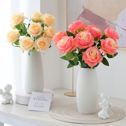 Simulated roses Valentine's Day plastic bouquet home furnishings fake flowers living room table flower arrangement dried flower decoration
