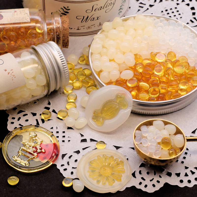 Peiren lágrima fuego pintura plástico grano transparente fuego pintura sello cera grano oro blanco mezclado color fuego pintura cera grano sellado sello de cera