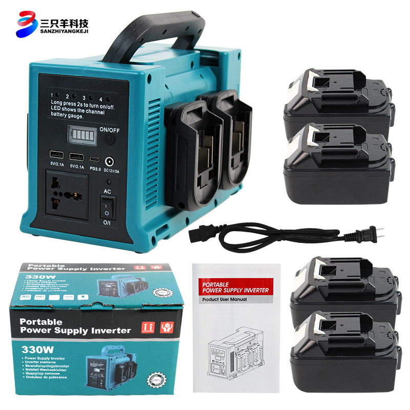 Makita Inverter 300W Lithium Battery Tool Inverter Ac220V/Dc5V/12V Outdoor Work Power Supply