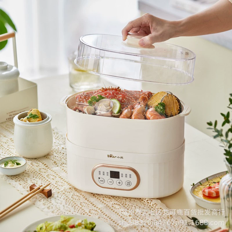 Little Bear DDZ-C10V1 Электрическая кастрюля для приготовления на пару и тушения, водонепроницаемая пароварка для 1 человека, мини-кастрюля для приготовления на пару и тушения для каши и супа.