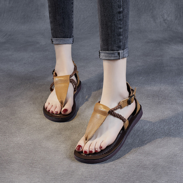 Fashionable sandals English style open toe flat