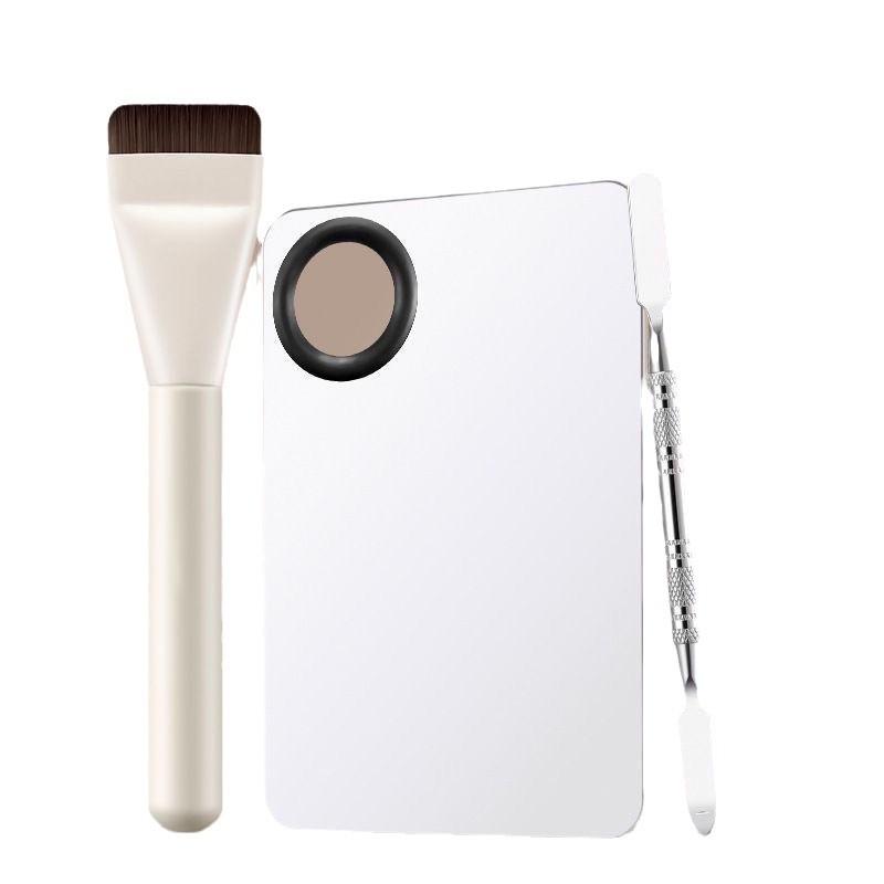 Paleta de base de polvo negro, cepillo de base de cabeza plana, pá de base de base ultrafina, varilla de tóner de maquillaje, tóner de maquillaje