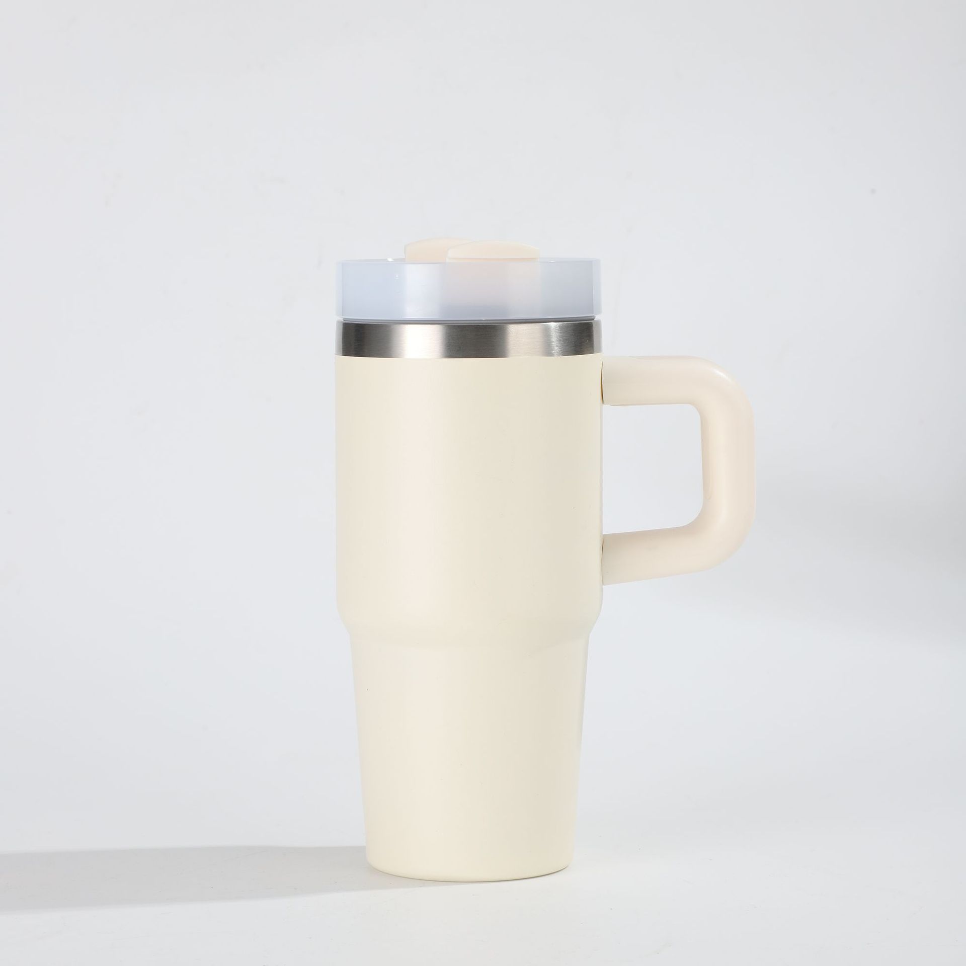 Isolierter Edelstahl Becher Fürs Auto Mit Henkel Und Strohhalm_voghion.com