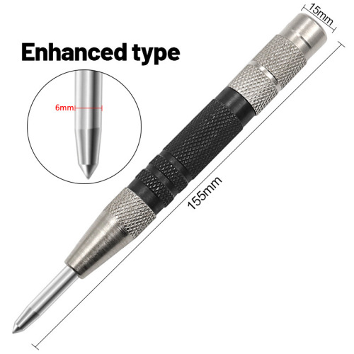 Silver black center punch automatic center punch positioner window breaker automatic sample punch 128mm/155mm woodworking punch
