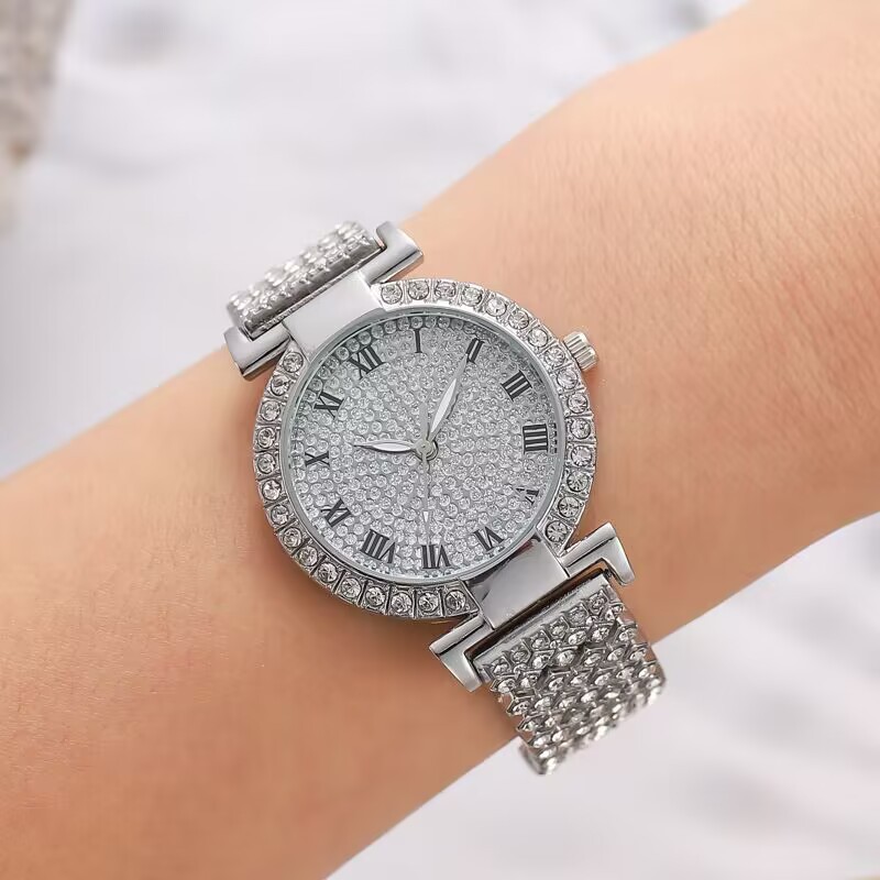 2024 Mantian Star Steel Chain Set Orologio da donna con bracciale con strass modello romano con diamanti pieni_voghion.com