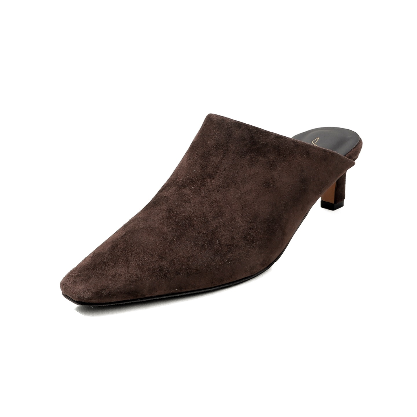 Giày mule nữ da cừu mũi vuông gót 4,5 cm, phong cách Hàn Quốc, dép nửa kéo tiện lợi — màu nâu chi tiết 24