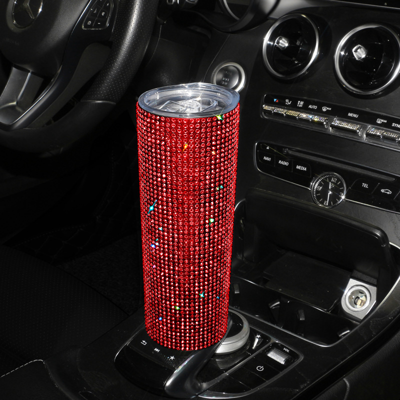 Sudeste de Asia taza fría transfronteriza flash diamante lindo portátil taza de agua diamante incrustado taza recta 20oz de acero inoxidable taza de bolsillo