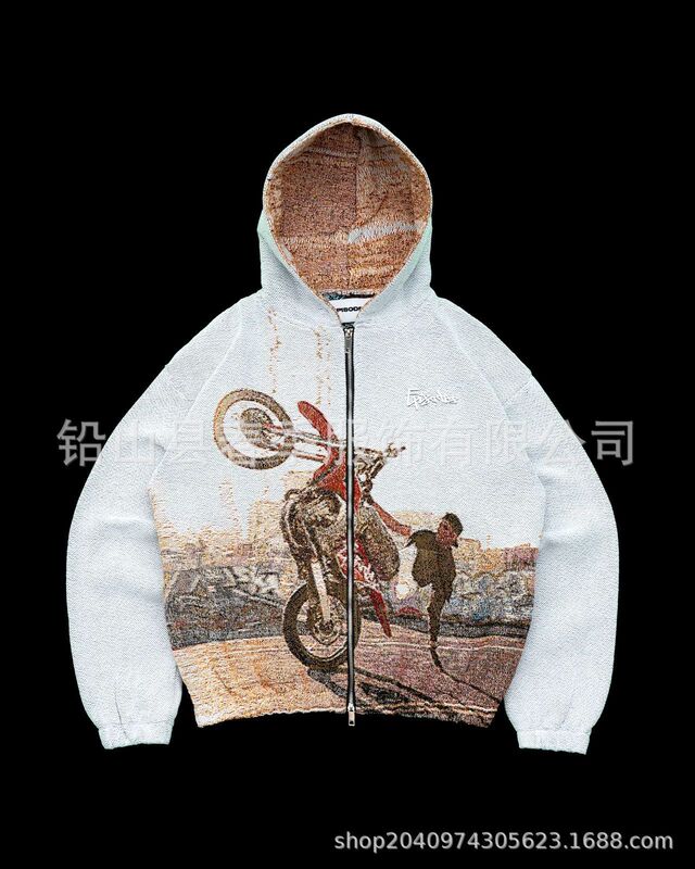 2024秋季拉链款连帽卫衣 3D数码印花男式潮流宽松休闲卫衣订货|undefined