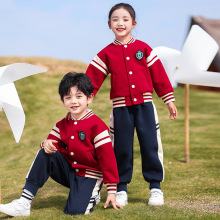 小学生运动校服红色新款夏装儿童班服春秋套装幼儿园园服三四件套
