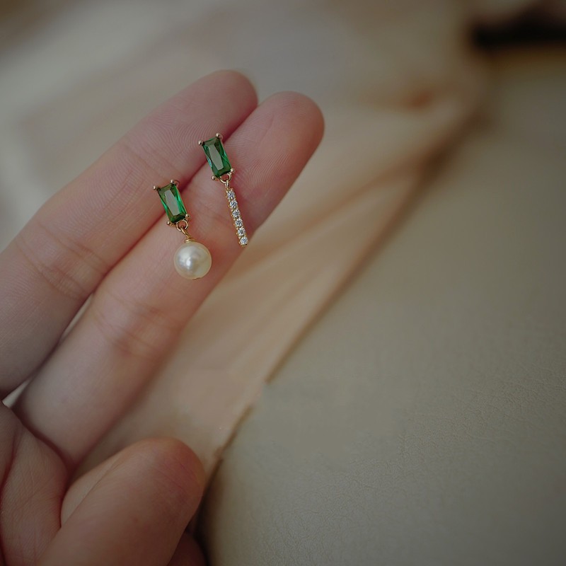 Inlay Design Retro Style 1 Pair Retro Geometric Freshwater Pearl Inlay Gem Women's Drop Earrings