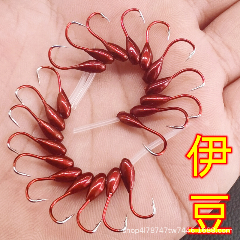 Red head bionic 45 degree sky hook crooked mouth thin strip Izu fish hook traditional wild fishing Crucian Carp Hook bulk winter Wild