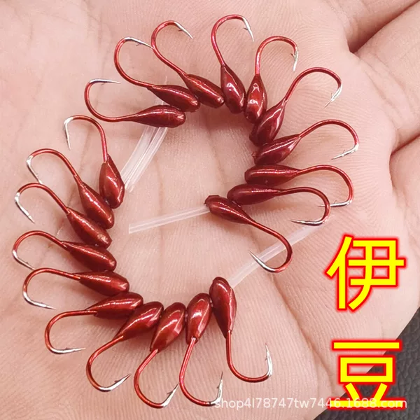 Red head bionic 45 degree sky hook crooked mouth thin strip Izu fish hook traditional wild fishing Crucian Carp Hook bulk winter Wild