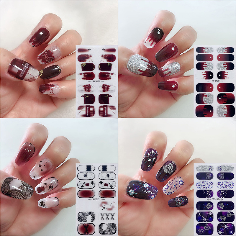 5D imitation diamond nail stickers baking free gel ins Halloween Christmas snowflake elk nail stickers DIY nail stickers