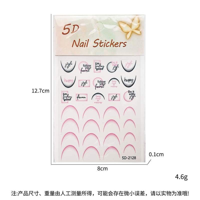 Uña francesa pegatinas huecadas rojas de uñas dibujo de pulverización plantilla de gradiente nuevo pegatinas de decoración sonrientes