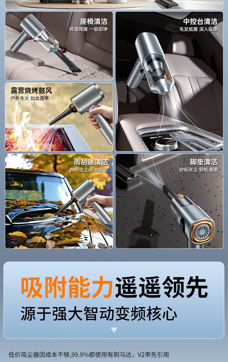 Wireless Car Vacuum Cleaner, Portable Handheld Vacuum Cleaner, Powerful Vacuuming and Dust Blowing, Multifunctional Digital Display Vacuum Cleaner