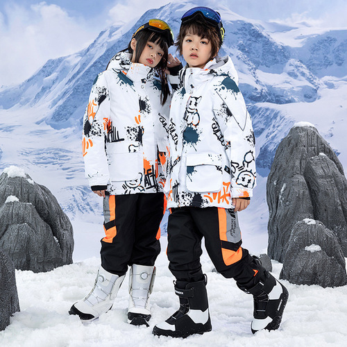 Children's Ski Suit, Unisex Set, Winter Outdoor Waterproof and Warm Thicken Snowboard/Ski Suit