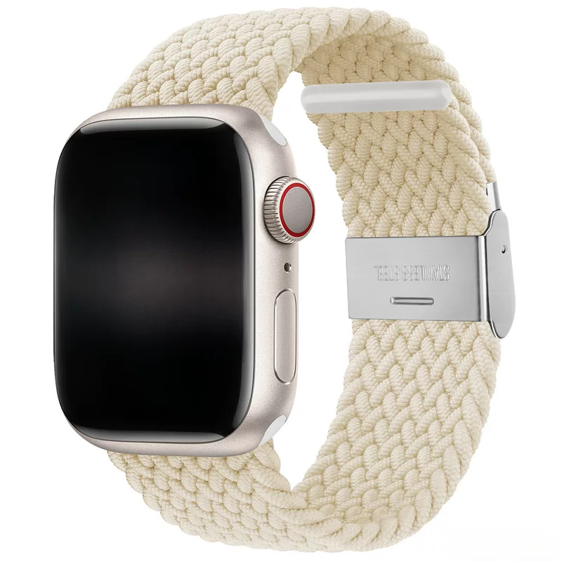 Совместимо с Apple Watch 5-6-7-8-9-10 поколения Snap-on нейлоновый плетёный ремешок iWatch S10 регулируемый браслет
