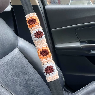 Designs, Fashionable and Versatile Cross-Border – Seat belt shoulder pad - skin-color-sunflower-safety-belt-cover-2pcs-205x10cm
