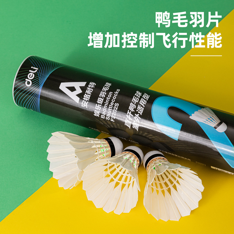 12 plumas de bádminton de Deloitte. La pelota de entrenamiento real en interiores y al aire libre no es fácil de romper.