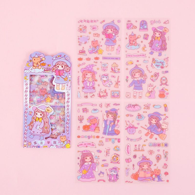 漫画ハニーソースガールステッカーかわいいガーリーハート防水ペットキャラクター装飾ステッカー DIY ハンドブック素材ステッカー|undefined