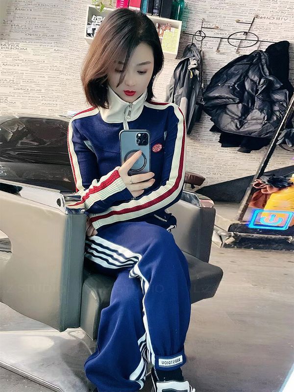 2025春秋新款气质加绒加厚休闲套装女秋冬运动长袖卫衣卫裤两件套|undefined