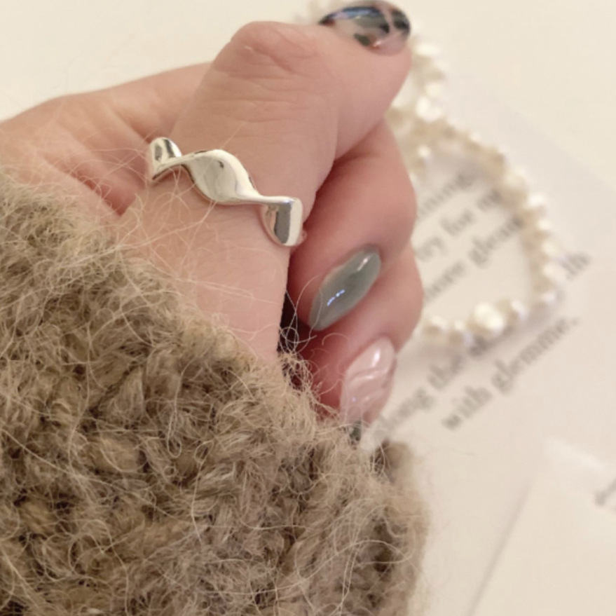 10g Weight Anxiety Ring, Open Rings Classification Adjustable Ring Size 925 Sterling Silver Waves Open Rings