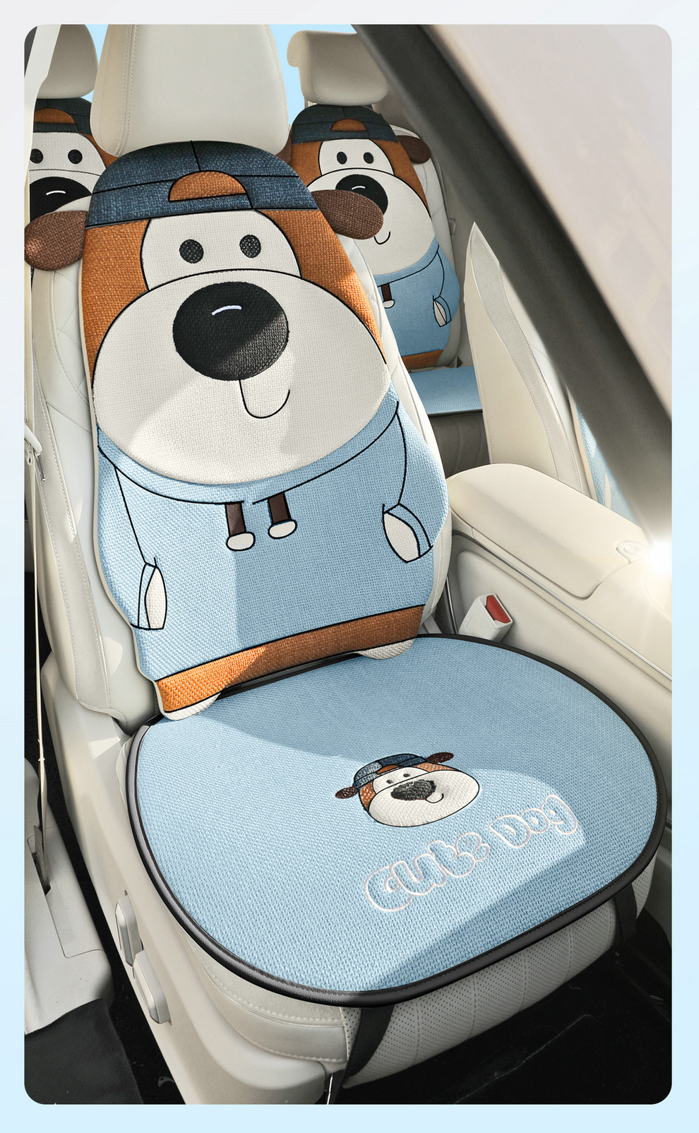 Linen Car Seat Cushion, Universal for All Seasons, Breathable, 2026 New Model, Cartoon Cute Girl Car Interior Set, Car Seat Cushion
