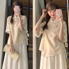 新中式国风上衣半身裙两件套装夏季改良汉服汉元素