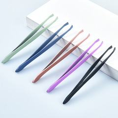 Manufacturer wholesale flat mouth false eyelash curler stainless steel false eyelash assistant eyebrow shaping beard plucking tweezers beauty clip