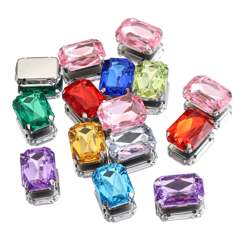 Fábrica al por mayor cosida a mano garra diamante 18*13mm rectangular imitación cristal diamante transfronterizo DIY joyería accesorios de vestir image 6