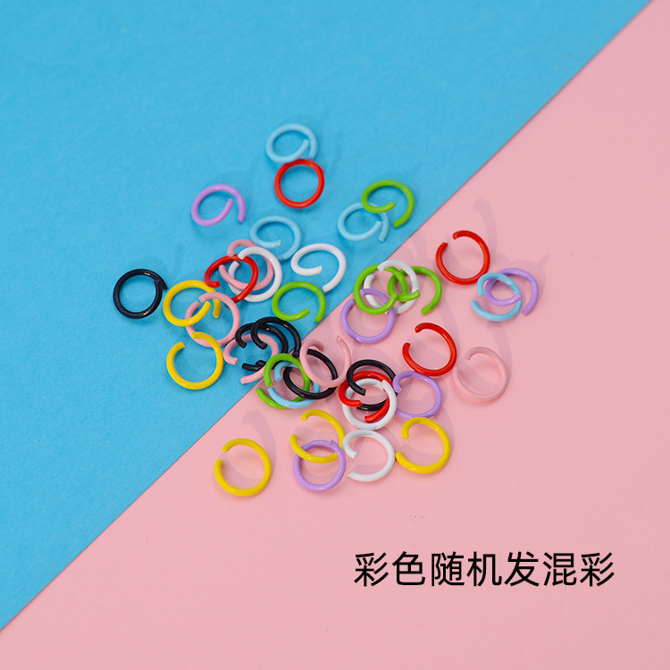 DIY pintura color anillo abierto anillo de conexión de metal hecho a mano solo anillo pulsera collar de color caramelo llavero material