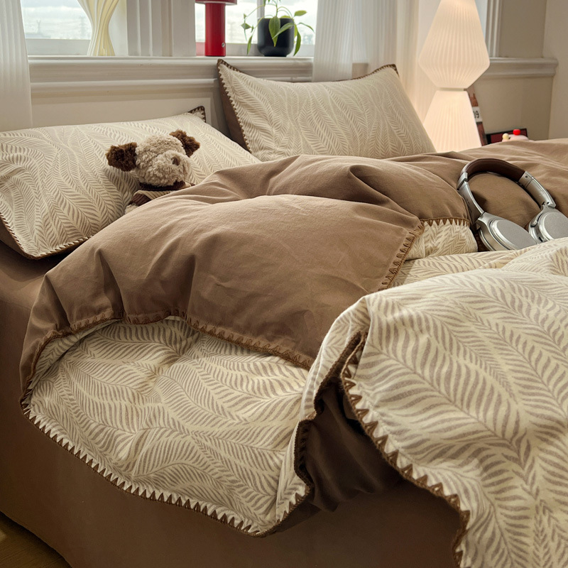Minimalist Nordic Style Pure Cotton Bedding Set Soft Skin Friendly_voghion.com
