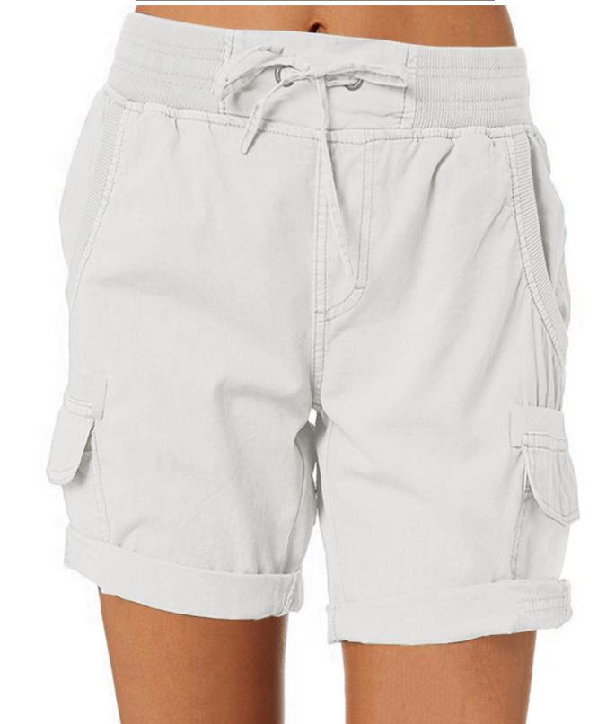 thumbnail image 1 of 2024 nuevo nuevo de las mujeres de color sólido pantalones cortos casuales verano moda cintura delgada recta, 1 of 4