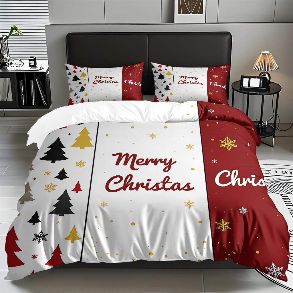 Textiles caseros transfronterizos patrón navideño suave polirido quilt kit de impresión digital HD TEMU / JIT