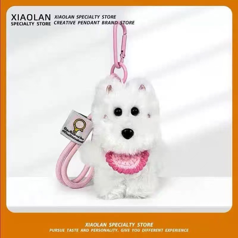 Perro adorable West Highland dibujos animados colgantes muñecas bolsas de peluche bolsas de llaves bolsas de regalos colgantes