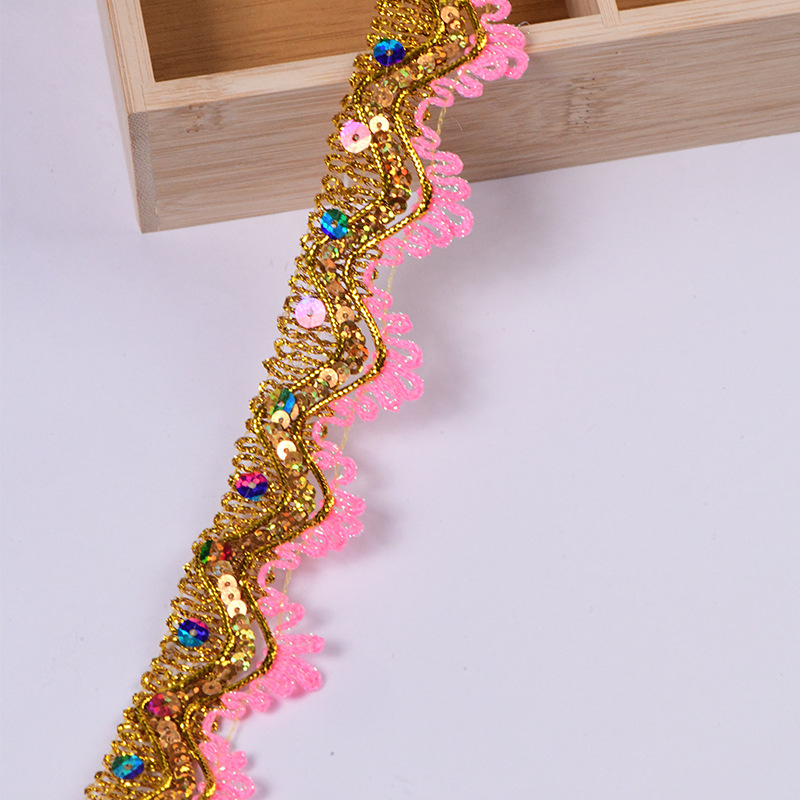 Venta directa de fábrica, suministro puntual de seda de oro y plata, lentejuelas, encaje, accesorios de ropa, cortinas, decoración de ropa de baile